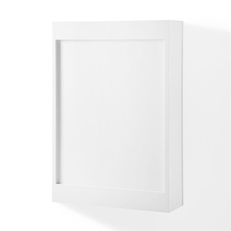 Bowery Hill Wood and Mirror Wall Cabinet in White/Chrome/Clear