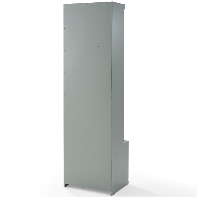 Bowery Hill Modern Wood Hall Tree with Drawer in Gray/Chrome