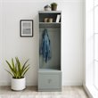 Bowery Hill Modern Wood Hall Tree with Drawer in Gray/Chrome