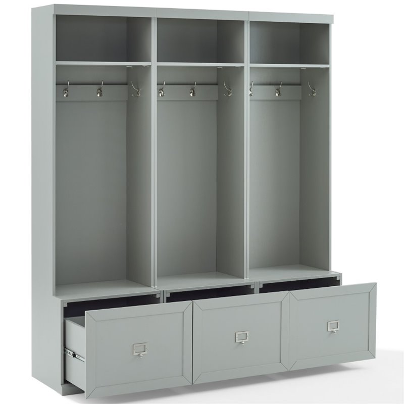 Bowery Hill 3-Drawer Wood Hall Tree Entryway in Distressed Gray (Set of 3)