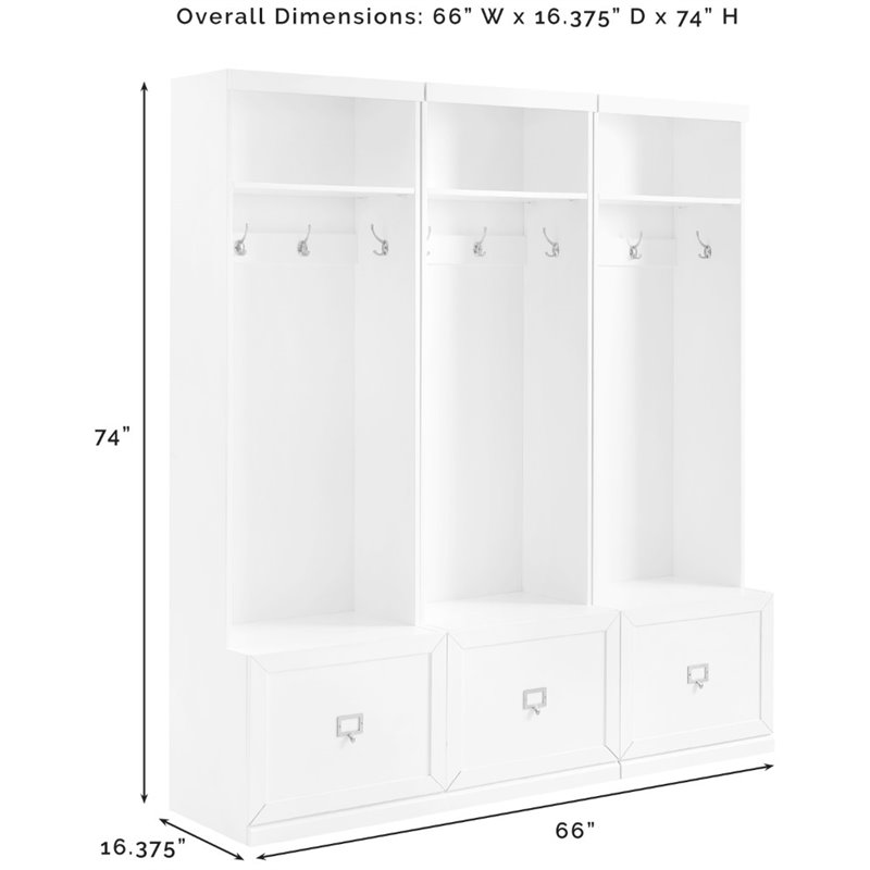 Bowery Hill 3-Drawer Wood Hall Tree Entryway in Distressed Gray (Set of 3)