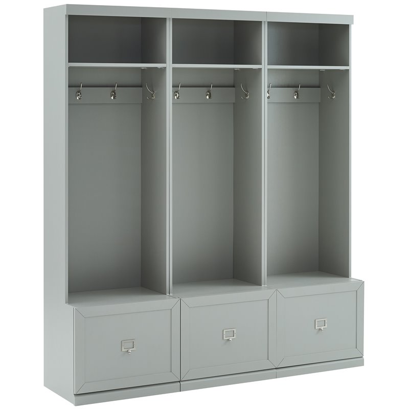 Bowery Hill 3-Drawer Wood Hall Tree Entryway in Distressed Gray (Set of 3)