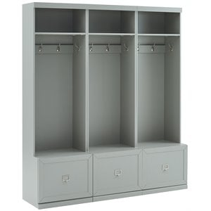 Bowery Hill 3-Drawer Wood Hall Tree Entryway in Distressed Gray (Set of 3)