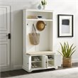 Bowery Hill Traditional Wood Hall Tree in Distressed White/Oatmeal