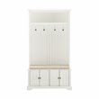 Bowery Hill Traditional Wood Hall Tree in Distressed White/Oatmeal