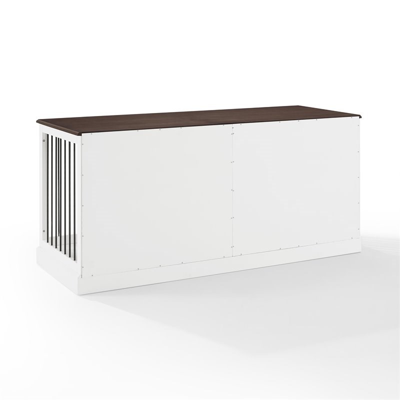 Bowery Hill Medium Traditional Wood Credenza Pet Crate in White/Dark Brown