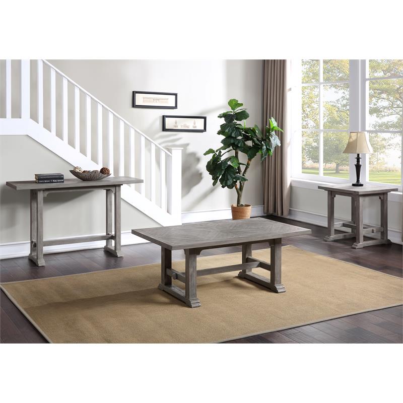 Bowery Hill Transitional Styled Dove End Table in Gray Finish