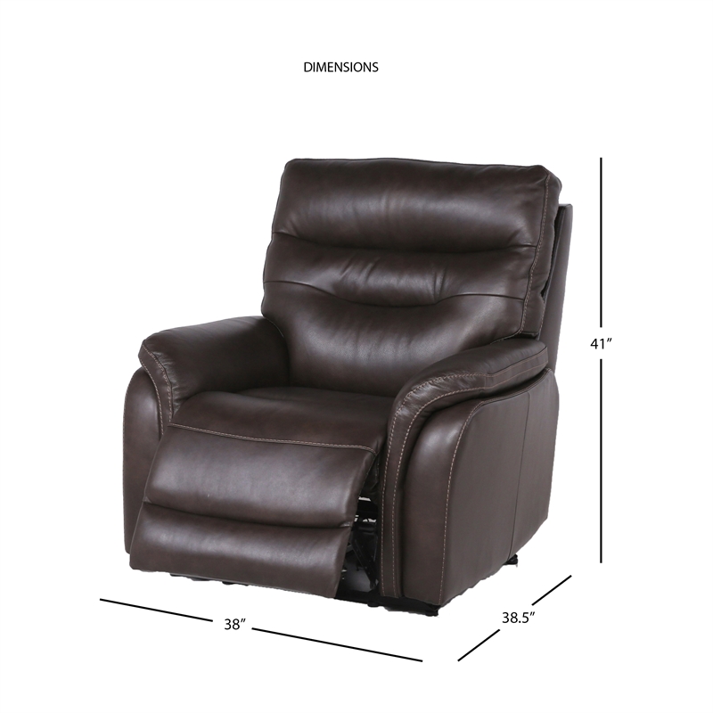 Bowery Hill Modern Fortuna Leather Power Recliner Chair in Espresso