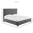 Bowery Hill Transitional Tufted Queen Platform Bed in Gray Finish