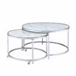 Bowery Hill Transitional Faux Marble Nesting Cocktail Tables in White
