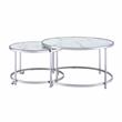 Bowery Hill Transitional Faux Marble Nesting Cocktail Tables in White