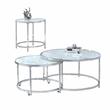 Bowery Hill Transitional Faux Marble Nesting Cocktail Tables in White
