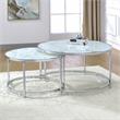 Bowery Hill Transitional Faux Marble Nesting Cocktail Tables in White