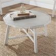 Bowery Hill Modern Wood Cocktail Table in Distressed Alabaster White