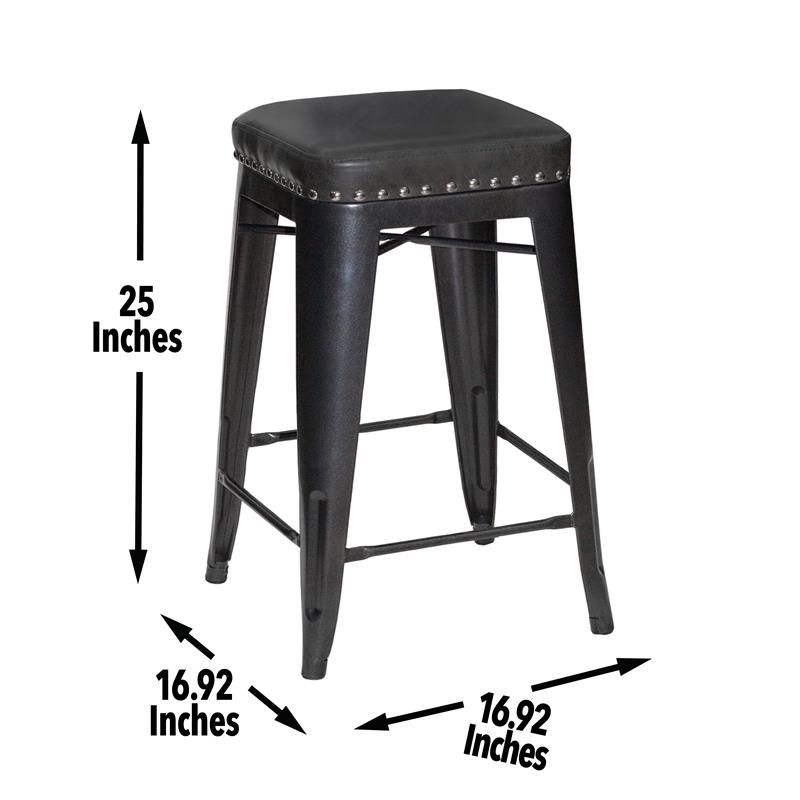 Bowery Hill Assembled Transitional Metal and Faux Leather Counter Stool in Gray