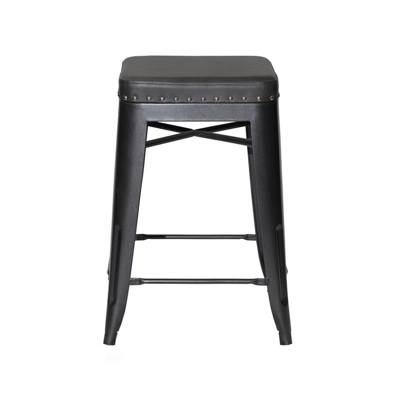 Bowery Hill Assembled Transitional Metal and Faux Leather Counter Stool in Gray