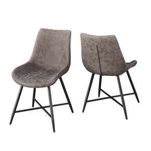 Bowery Hill Modern/Contemporary Faux Leather and Metal Side Chair in Gray
