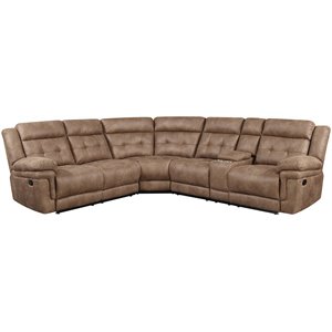 Bowery Hill Microfiber Cocoa Brown Sectional Reclining 76&quotW Unassembled
