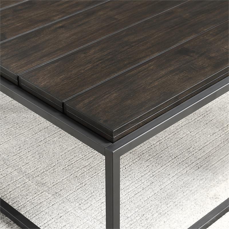 Bowery Hill Transitional Metal Base Mixed Media End Table in Gray