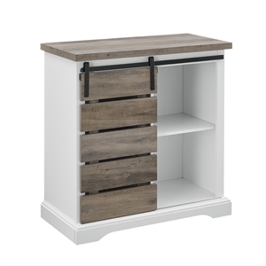Bowery Hill MDF White TV Stand Rectangular Sliding Door 32&quot Unassembled