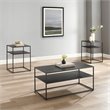 Bowery Hill 3-Piece Modern Metal Coffee Table Set in Matte Black