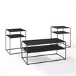 Bowery Hill 3-Piece Modern Metal Coffee Table Set in Matte Black