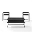 Bowery Hill 3-Piece Modern Metal Coffee Table Set in Matte Black