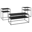 Bowery Hill 3-Piece Modern Metal Coffee Table Set in Matte Black