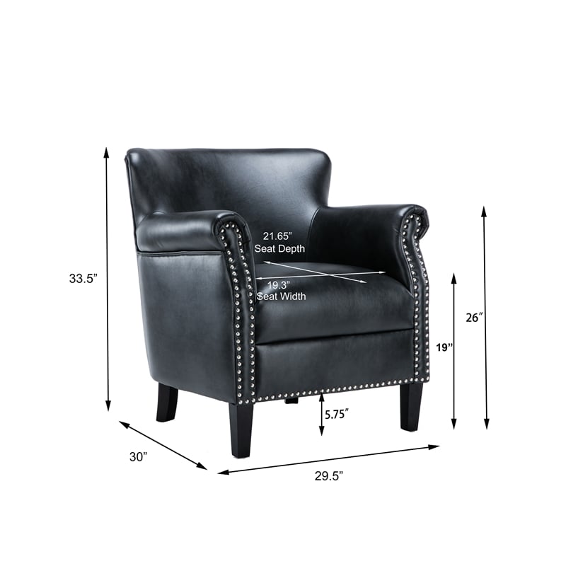 Bowery Hill Faux Leather Charcoal Club Chair Rectangular No Assembly Required