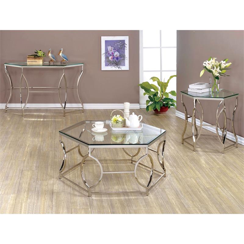 Bowery Hill Contemporary styled Metal End Table in Chrome Finish