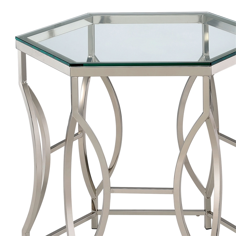 Bowery Hill Contemporary styled Metal End Table in Chrome Finish