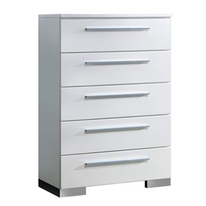 Bowery Hill Solid Wood Glossy White Chest Rectangular Felt-Lined 35&quotW x 17.75&quotD x 50.88&quotH Assembled