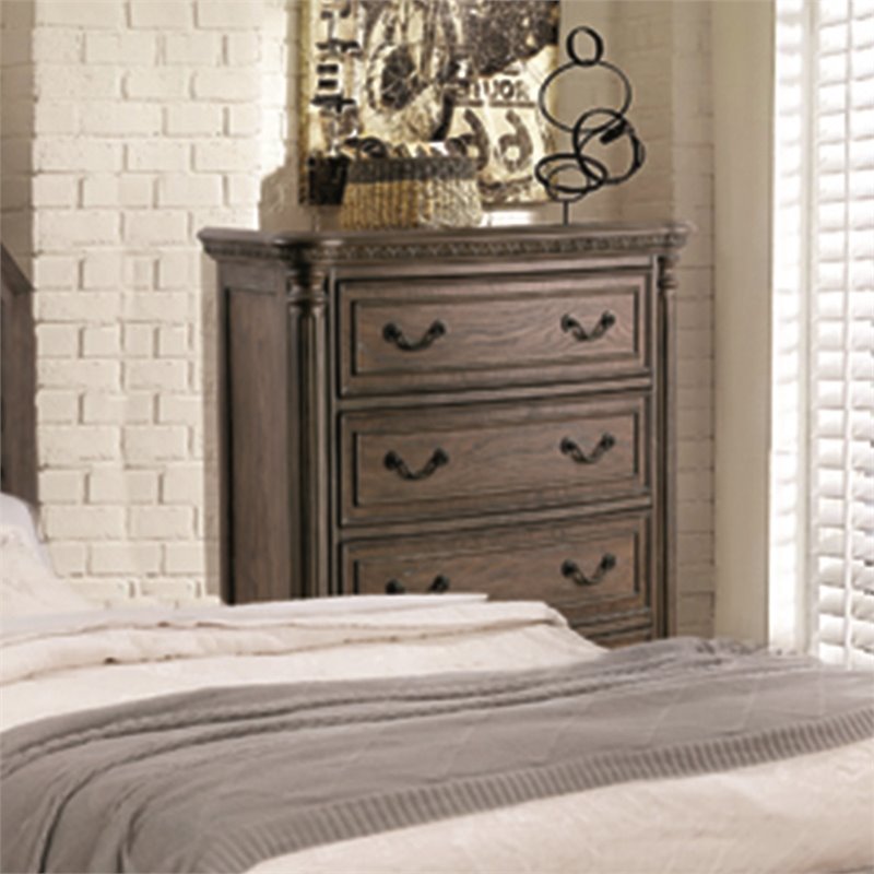 Bowery Hill Solid Wood Rustic Natural Tone Chest Rectangular Felt-Lined Drawer 53.63