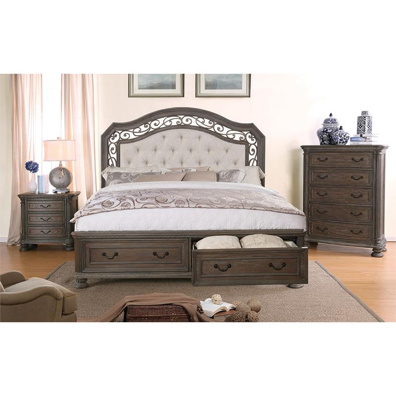 Bowery Hill Solid Wood Rustic Natural Tone Chest Rectangular Felt-Lined Drawer 53.63