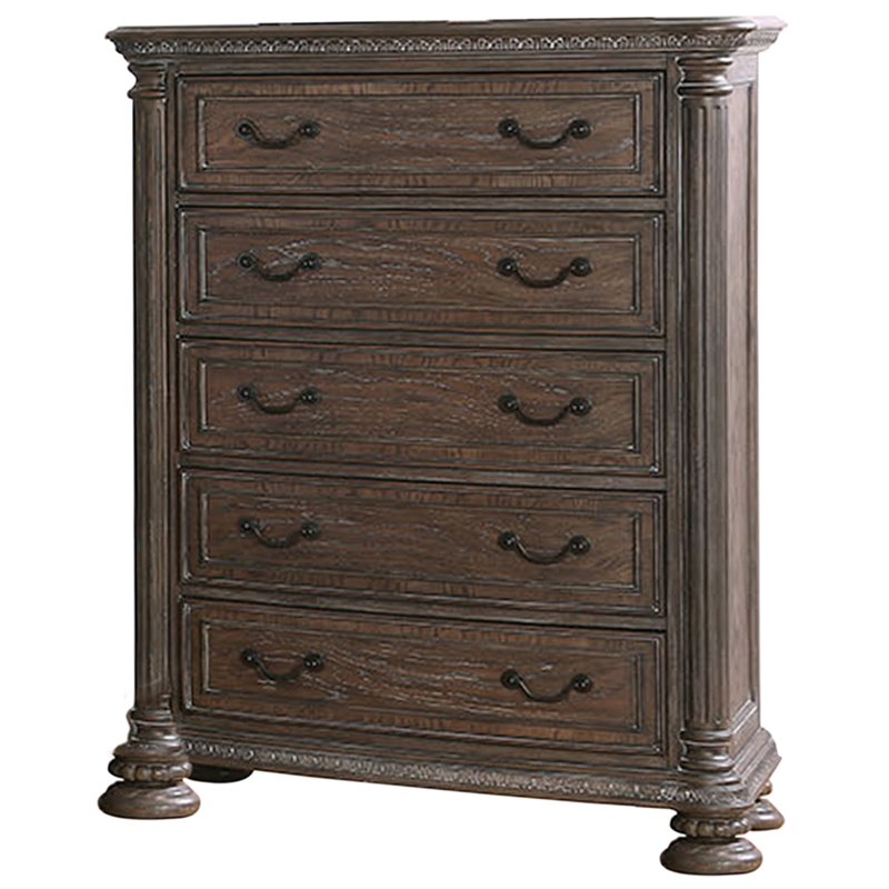 Bowery Hill Solid Wood Rustic Natural Tone Chest Rectangular Felt-Lined Drawer 53.63