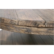 Bowery Hill Rustic Wood Round Tufted Coffee Table in Antique Oak