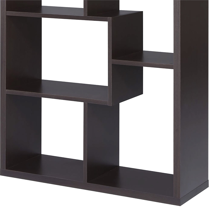 Bowery Hill 10-Shelf Contemporary MDF/Wood Veneer Bookcase in Walnut