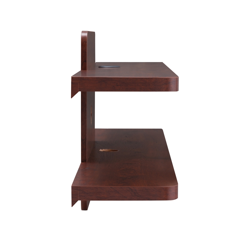 Bowery Hill Wood 2-Tier Floating TV Stand in Vintage Walnut Finish
