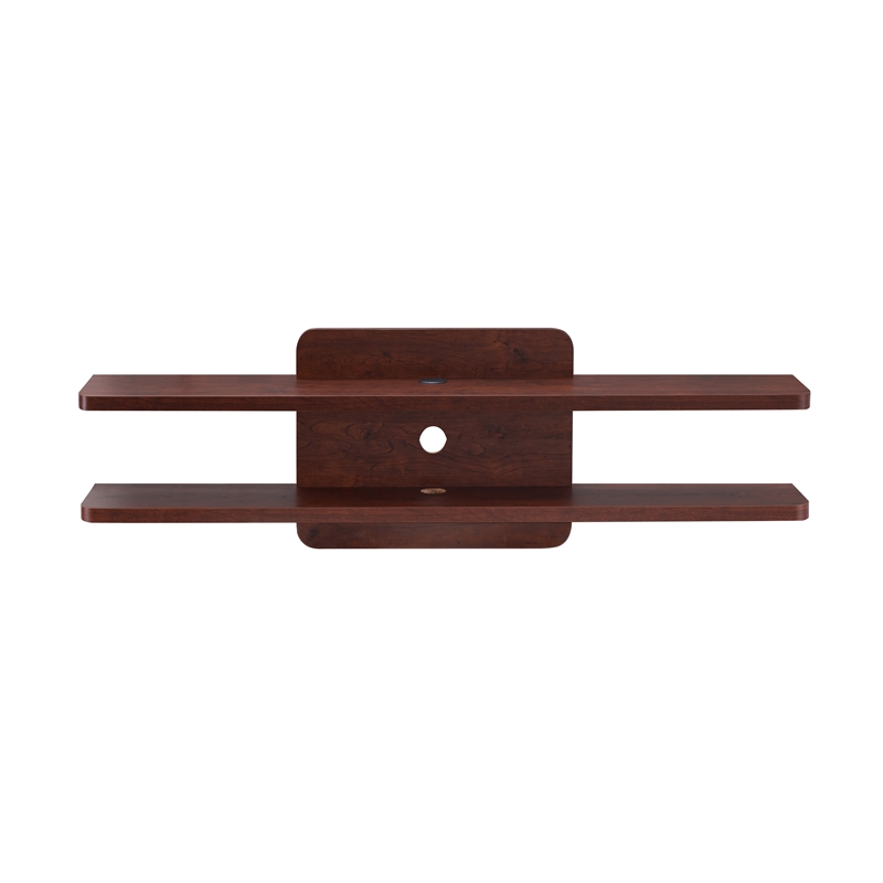 Bowery Hill Wood 2-Tier Floating TV Stand in Vintage Walnut Finish