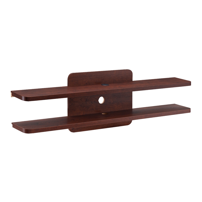 Bowery Hill Wood 2-Tier Floating TV Stand in Vintage Walnut Finish