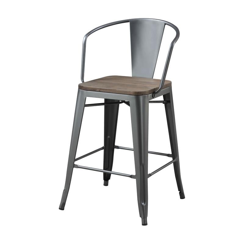 Bowery Hill Metal Counter Stool in Dark Bronze Finish (Set of 2)