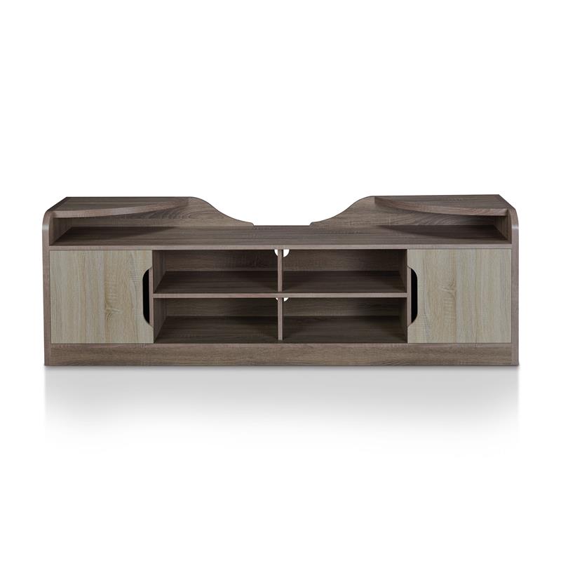 Bowery Hill Rustic Wood 72-Inch TV Stand in Chestnut Brown Finish
