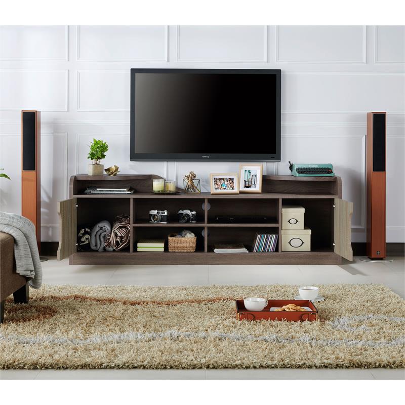 Bowery Hill Rustic Wood 72-Inch TV Stand in Chestnut Brown Finish
