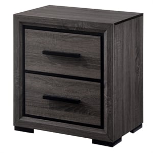 Bowery Hill 2-Drawer Contemporary Wood Nightstand in Gray/Black