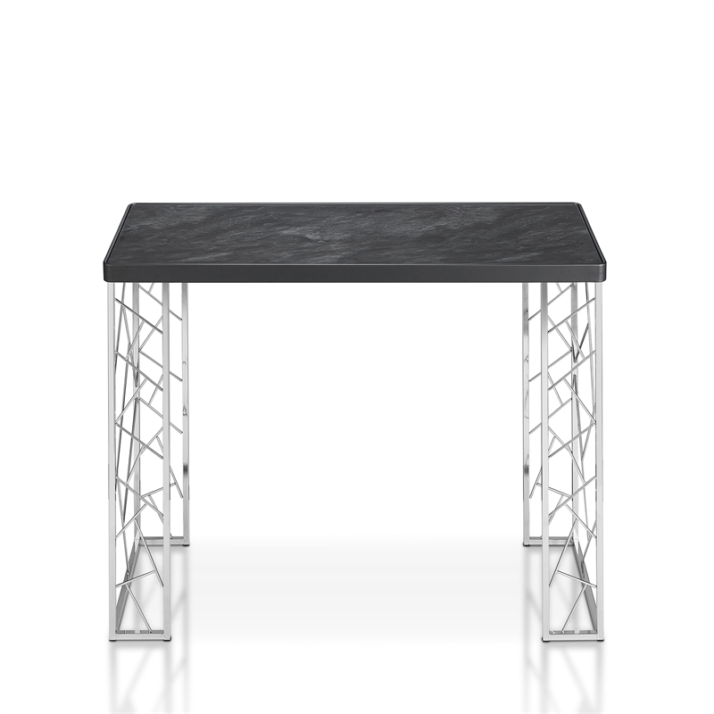 Bowery Hill Modern Metal Console Table in Black and Chrome Finish