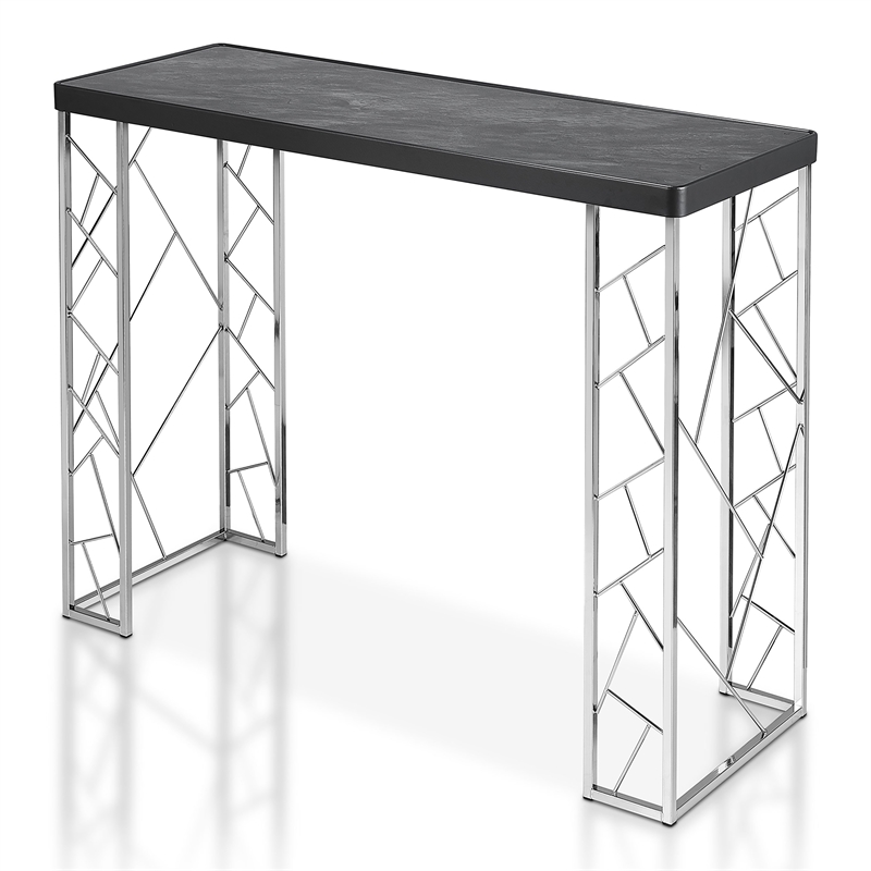 Bowery Hill Modern Metal Console Table in Black and Chrome Finish