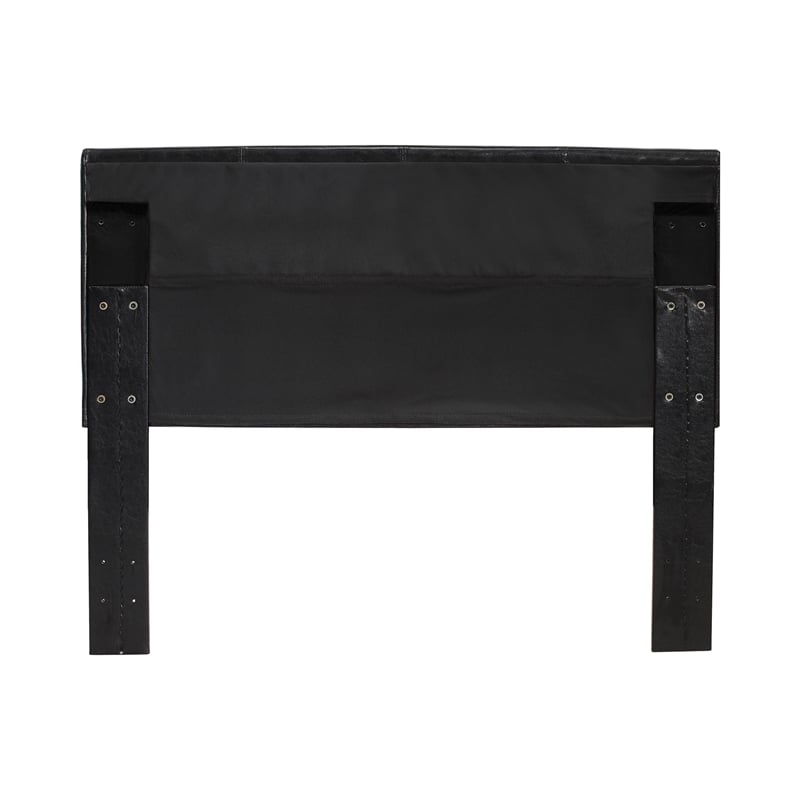 Bowery Hill Faux Leather King Platform Bed in Espresso Finish