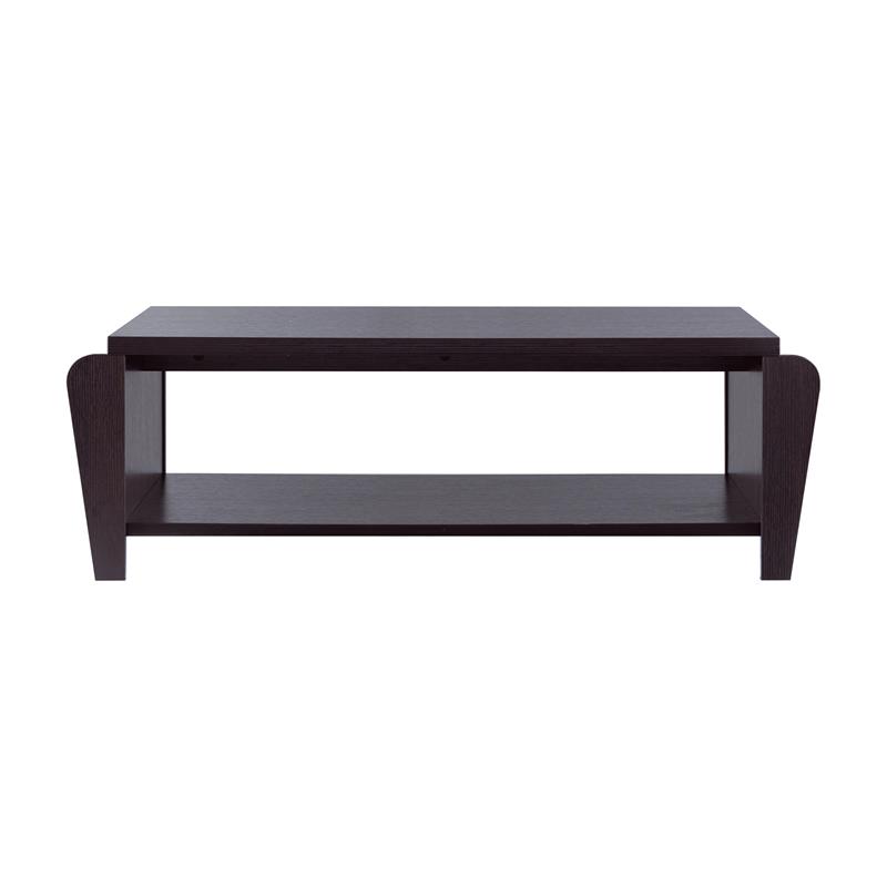 Bowery Hill Wood Coffee Table with Magazine Rack in Cappuccino