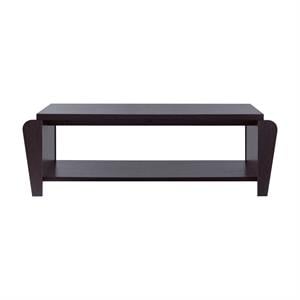 Bowery Hill Wood Coffee Table with Magazine Rack in Cappuccino