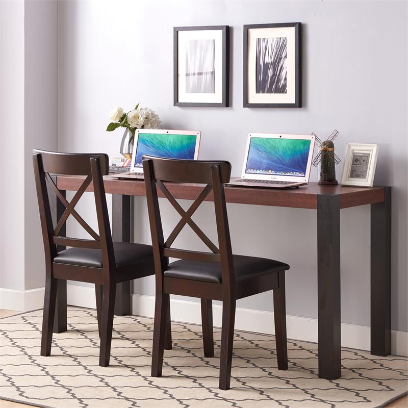 Bowery Hill Wood Rectangle Dining Table in Walnut and Black Finish